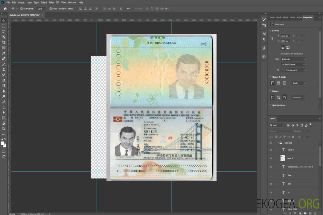 Passeport de Hong Kong template